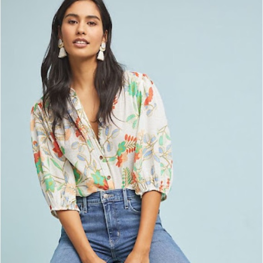 Anthropologie Maeve Kalapana Floral Blouse